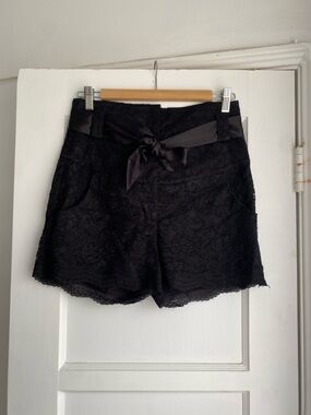 Guess by Marciano Black Lace High-Waist Tie Shorts